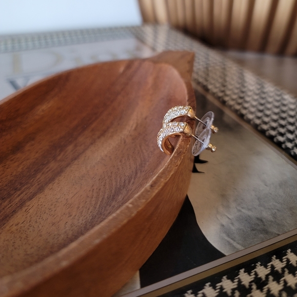 VTG Roman Gold Pave Earrings - Picture 6 of 8